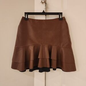 Nordstrom Soprano Ruffle Hem Faux Leather A-Line Mini Skirt